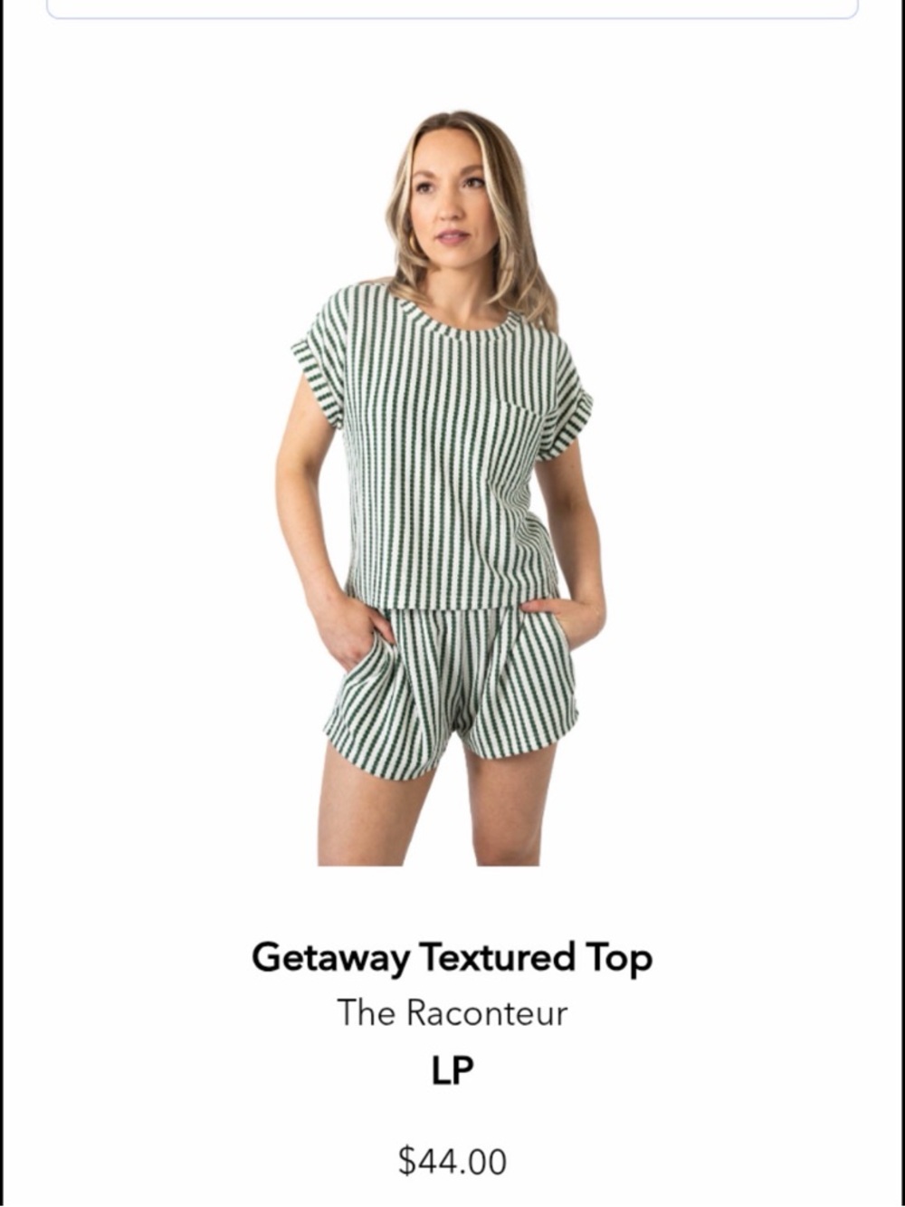 Women’s Green Stripe Textured Shorts